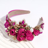 Baroque heavy industry rhinestone pearl flower headband