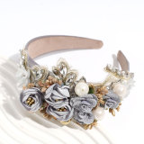 Baroque heavy industry rhinestone pearl flower headband