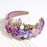 Baroque heavy industry rhinestone pearl flower headband