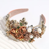 Baroque heavy industry rhinestone pearl flower headband
