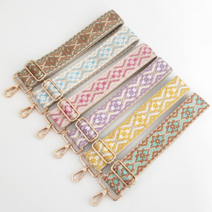 Colorful wide shoulder strap accessories bag strap diagonal cross strap single shoulder diagonal cross strap ethnic style cloth strap adjustable jacquard strap