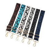 Colorful nylon bag with leopard print speckled snake pattern shoulder strap, crossbody strap, jacquard embroidery luggage accessories