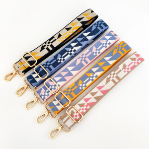 Colorful geometric pattern, thickened and lengthened, adjustable single shoulder crossbody strap, replacement of wide shoulder strap
