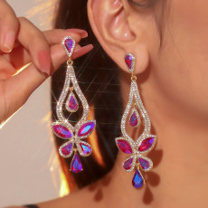 Colorful sparkling glass rhinestone earrings