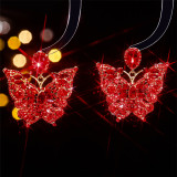 Colorful glass rhinestone butterfly earrings
