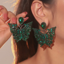Colorful glass rhinestone butterfly earrings