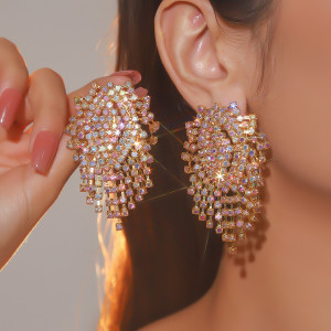 Colorful sparkling glass rhinestone earrings