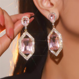 Colorful sparkling glass rhinestone earrings