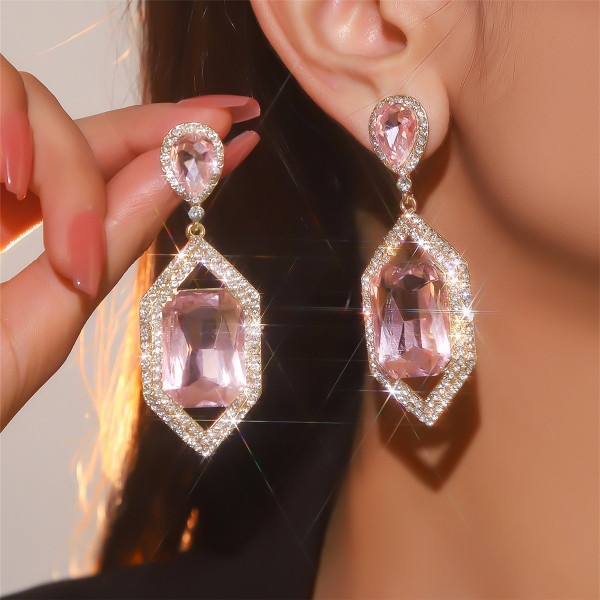Colorful sparkling glass rhinestone earrings
