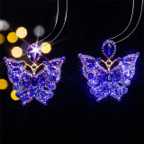 Colorful glass rhinestone butterfly earrings