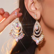 Colorful sparkling glass rhinestone earrings