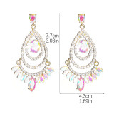 Colorful sparkling glass rhinestone earrings