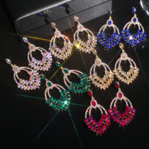 Colorful sparkling glass rhinestone earrings