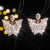 Colorful glass rhinestone butterfly earrings