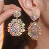 Colorful sparkling glass rhinestone earrings