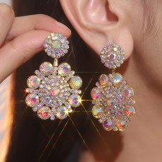 Colorful sparkling glass rhinestone earrings