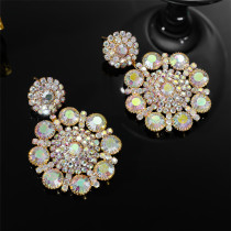 Colorful sparkling glass rhinestone earrings