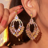 Colorful sparkling glass rhinestone earrings