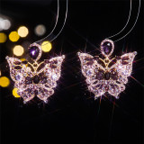 Colorful glass rhinestone butterfly earrings
