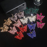 Colorful glass rhinestone butterfly earrings
