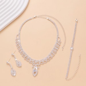Fashionable and minimalist bridal jewelry, crystal necklace, earring,Bracelet set