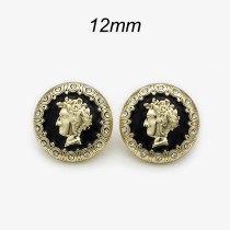 12mm snap button British style golden beauty head with diamond studded metal button