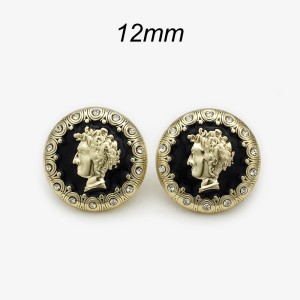 12mm snap button British style golden beauty head with diamond studded metal button