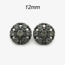 12mm snap button BritiFlower shaped circular diamond studded metal button
