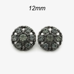 12mm snap button BritiFlower shaped circular diamond studded metal button