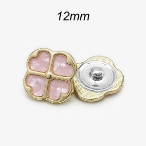 12mm snap button Pink clover resin metal double button
