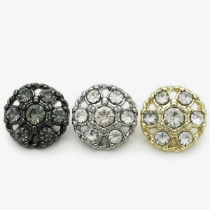 20mm snap button BritiFlower shaped circular diamond studded metal button