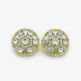 20mm snap button BritiFlower shaped circular diamond studded metal button