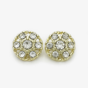 20mm snap button BritiFlower shaped circular diamond studded metal button