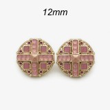 12mm snap button Pink and white metal button, cross shaped circular