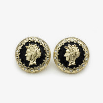 20mm snap button British style golden beauty head with diamond studded metal button