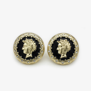 20mm snap button British style golden beauty head with diamond studded metal button