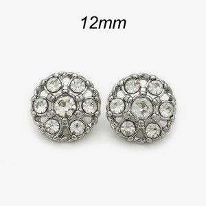 12mm snap button BritiFlower shaped circular diamond studded metal button