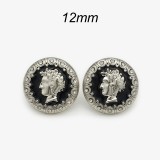 12mm snap button British style golden beauty head with diamond studded metal button