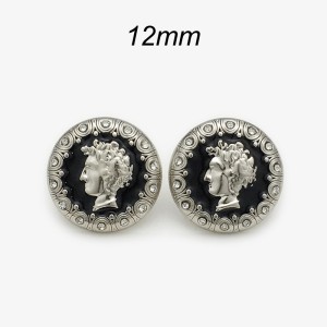 12mm snap button British style golden beauty head with diamond studded metal button