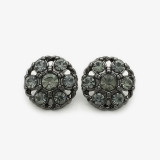 20mm snap button BritiFlower shaped circular diamond studded metal button