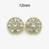12mm snap button BritiFlower shaped circular diamond studded metal button