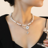 Personalized Fashion Double layer Pearl Love Pendant Necklace for Women's Clavicle Chain for 20mm Snap Button Jewelry Wholesale