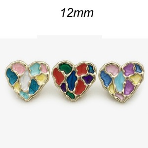 12mm metal snap button Love heart colored