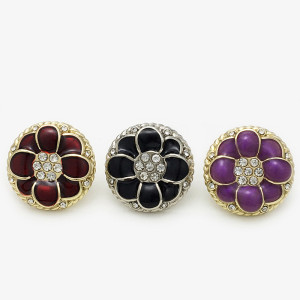 20mm metal snap button Red Purple Black flower
