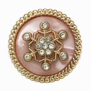20mm snap button Pink resin metal snowflake rhinestone