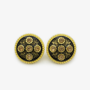 20mm metal snap button Flower Gold Black