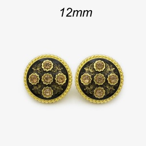 12mm metal snap button Flower Gold Black
