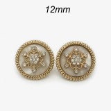 12mm snap button Pink resin metal snowflake rhinestone