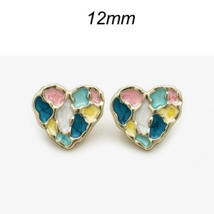 12mm metal snap button Love heart colored