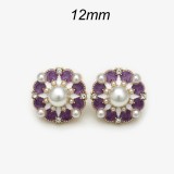 12mm metal snap button Purple Black Blue Flower Pearl